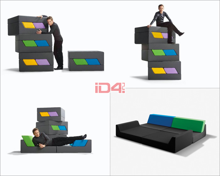 Мягкие модуля Motion для построения разнфункциональных комплектов мебели. Французский дизайнер Ора Ито (Ora Ito) совместно с британской компанией Dunlopillo