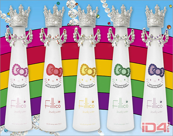 Минеральная вода Hello Kitty японской компании Fillico Japan Co. Ltd., бутылки которой украшены кристаллами Сваровски